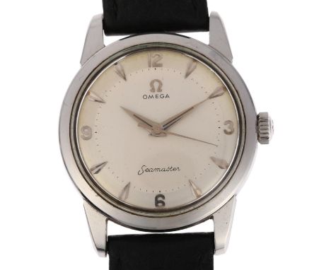 OMEGA - a stainless steel Seamaster mechanical wristwatch, ref. 3048, circa 1956, silvered dial with applied Arabic and arrow