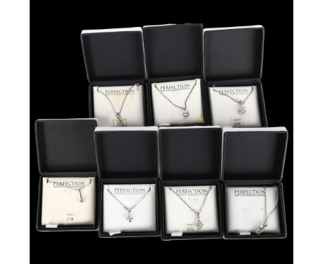 6 boxed sterling silver cubic zirconia pendant necklaces, by Swarovski PerfectionLot sold as seen unless specific item(s) req