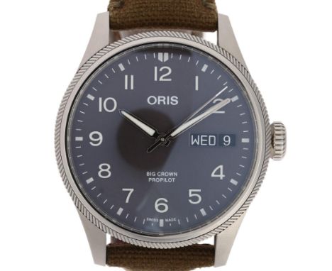 ORIS - a stainless steel Big Crown ProPilot Big Day Date automatic wristwatch, ref. 7760 40, grey dial with Arabic numerals, 