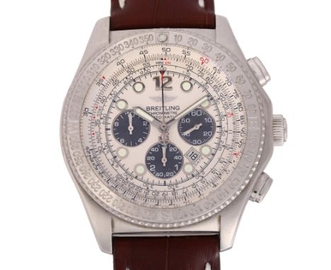 BREITLING - a stainless steel B-2 automatic chronograph calendar wristwatch, ref. A42362, silvered dial with luminous dot hou