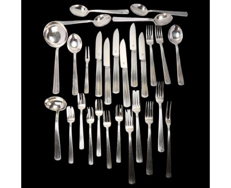 Various Swedish modernist silver plated cutlery, by Kosmos,  including sauce ladle, pastry forks etcNo damage or repair, mark