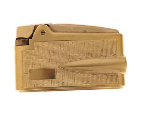 A Ronson Adonis 9ct gold sheath varaflame pocket cigarette lighter, circa 1970s, length 6cm, in fitted casePush-down action a