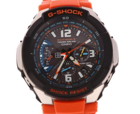 CASIO - a stainless steel and resin G-Shock Gravitymaster Tough Solar quartz alarm chronograph GMT calendar wristwatch, ref. 