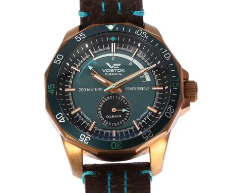 VOSTOK EUROPE - a bronze and stainless steel N1 Rocket automatic calendar wristwatch, ref. NE57-2250566, dark teal dial with 