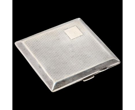 An Art Deco George V silver cigarette case, Frederick Field Ltd, Birmingham 1923, square form, with allover engine turned dec