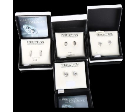 4 boxed pairs of sterling silver and cubic zirconia earrings, by Swarovski PerfectionLot sold as seen unless specific item(s)