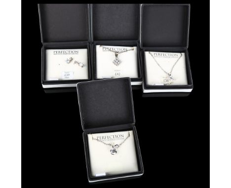 5 boxed sterling silver cubic zirconia pendant necklaces, by Swarovski PerfectionLot sold as seen unless specific item(s) req