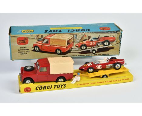 Corgi Toys, Land-Rover with Ferrari racing team on trailer, Great Britain, 1:43, Okt, Z 1-