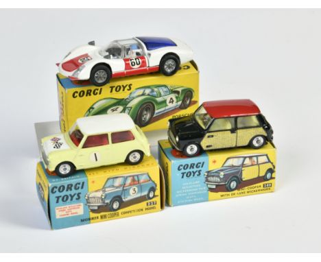 Corgi Toys, Porsche Carerra &amp; 2x Mini Cooper, Great Britain, 1:43, Okt, Z 1/1-