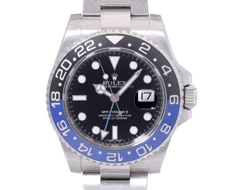 ROLEX GMT-Master II "Batman", Ref. 116710BLNR. Herren Armbanduhr. Edelstahl. Automatic-Werk, Kaliber 3186, funktionsfähig, se