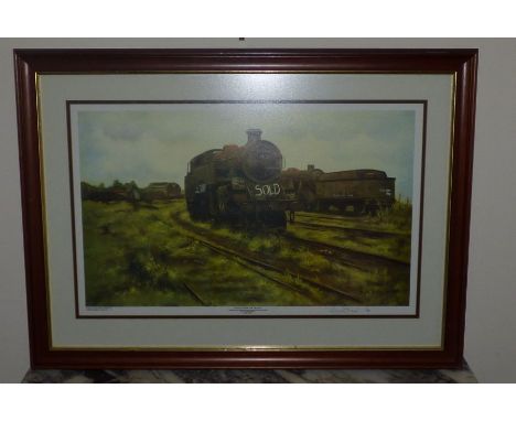 Derek Powell-Jones b1951 "Saved from the Grave, a standard class tank awaiting preservation in Barry Yard" ltd edition print 