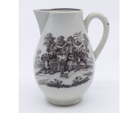 Worcester jug decorated with a transfer prints of the tea party and maid with a  page pattern , circa 1770 Roderick Jellicoe 