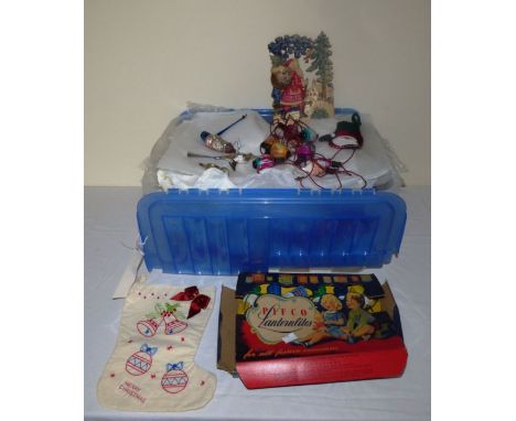 &nbsp;A set of 12 boxed Pifco Lantern lights and a large collection of mid 20C Christmas tree decorations , to include a stoc