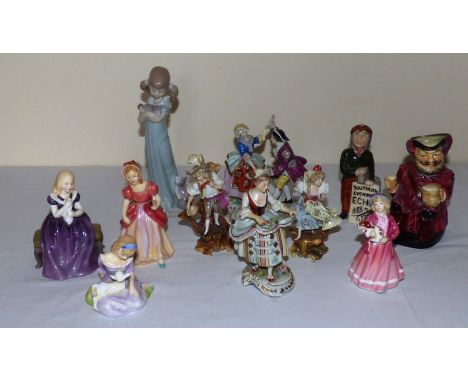   Group of ceramic figures to include Royal Doulton, Lladro and continental   11 figures in lot