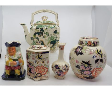 Masons Chartreuse kettle , 3 pieces of Masons Mandarin and Copeland Spode toby juggood condition