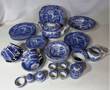 Copeland Spode Italian tea and dinner service for 6 plus other pieces , blue markgood condition with small chip to 1 dish .