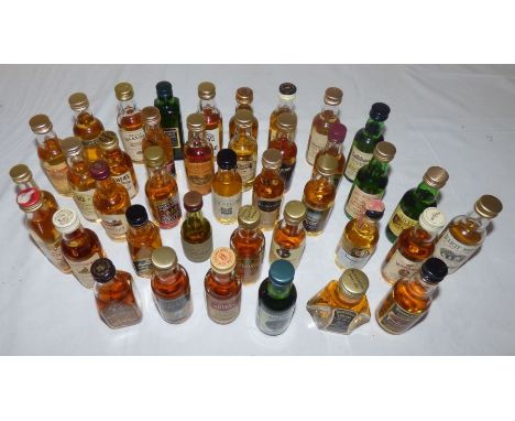 40 mixed single malt and blended scotch whisky miniatures, including all the great names in whisky. (40)