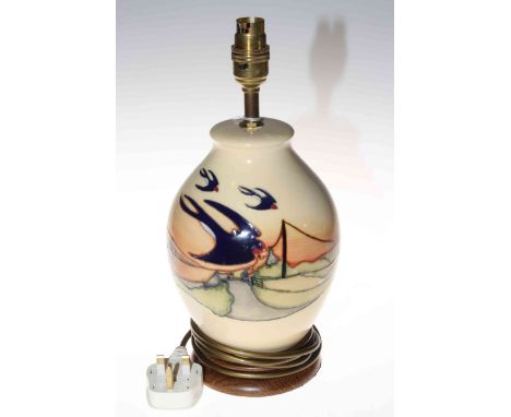 Moorcroft swallow lamp, 35cm.