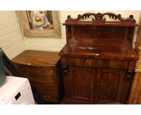 Victorian mahogany two door chiffonier and mahogany bow front commode chest carcass (2).