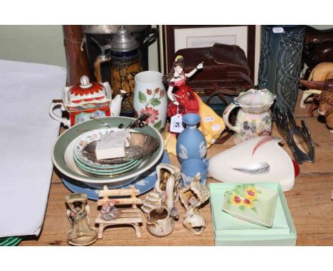 Cased cutlery, Royal Doulton lady 'Belle', Capodimonte, camera, silverwares, prints, etc.