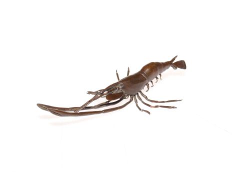 Japanese bronze shrimp/lobster, 14cm.