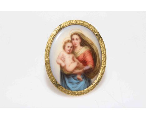 Portrait of lady and child miniature, 7cm.
