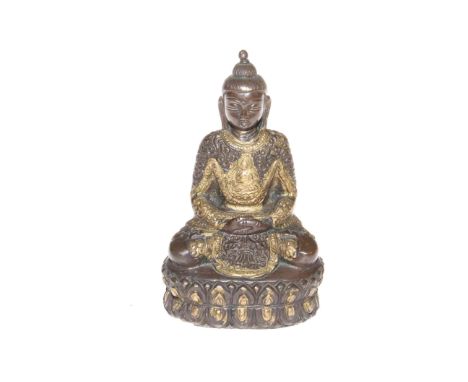 Gilt bronze Buddha, 14cm.