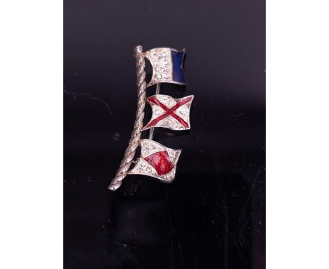 A vintage enamel and crystal set All Volunteer Force Military Signal flag broochLocation:If there is no condition report show