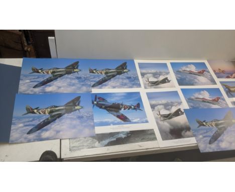 Aviation prints, all 13 examples photographed by John M Dibbs to include Supermarine Spitfire PR x 1, Singular Vigil, Flying 