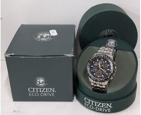 A boxed Citizen Eco-Drive WR200 Radio controlled gents chronograph wristwatchLocation: cabIf there is no condition report sho