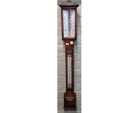 A Victorian Negretti & Zamba oak cased stick barometer no.1522, 101cm h x 15.5cm w Location: LWFIf there is no condition repo
