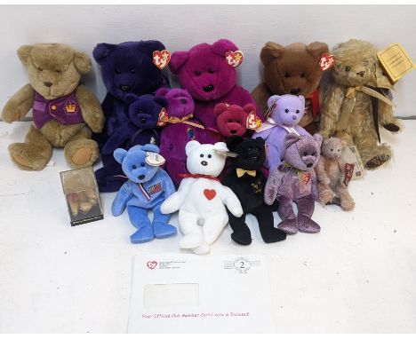 A collection of Teddy bears to include Ty collectables Beanie Bears, a limited edition Ross 'Yvette' bear, a Merrythought Mil