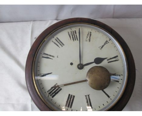 An oak-cased church hall wall clock