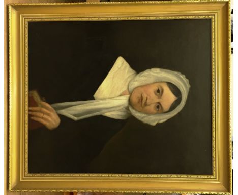 English School (18th/19th century): Portrait of a lady, oil on canvas.  Provenance: The Manor House, Willingale, Essex