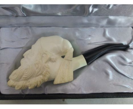 A cased Meerschaum pipe of a Turk