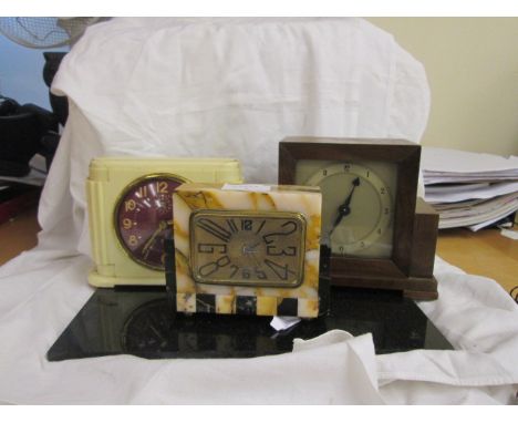 3 x Deco mantel clocks to inc marble example