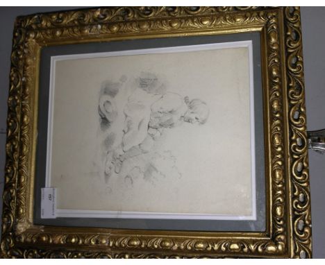 Circle of George Morland (British, 1763-1804): Portrait of a seated boy, pencil study, unsigned 