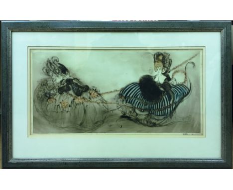 Continental School (20th century): Dancing ladies, colour etching, hand-signed in pencil