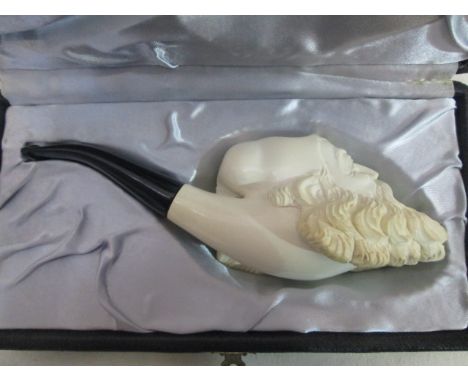 A cased Meerschaum pipe of a Turk