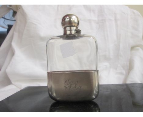 A silver hip flask by J Dixon & Sons