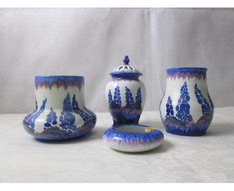 Four pieces of Carltonware 'Delphinium' pattern, c1920