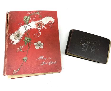Early 20th century album containing over three-hundred and forty predominantly Edwardian postcards including real photographi