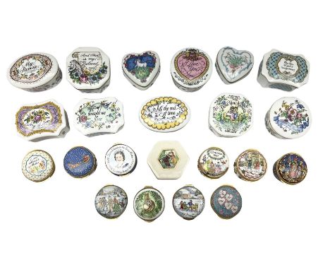 Six Halcyon Days enamel boxes, comprising of Christmas 1985, 1986, 1987, 1989, Mother's day 1989 and St Valentine's 1987, tog