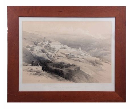 AFTER DAVID ROBERTS, "Convent of the Terra Santa, Nazareth", sepia lithograph, published c1839, 35 x 50cm