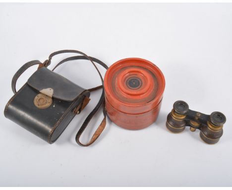 Box camera; other cameras; playing cards; bakelite clock; etc.