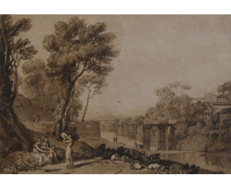 After J.M.W. Turner, Basle sepia tinted print, 18cm x 26cm; and four other prints After Turner. (5)