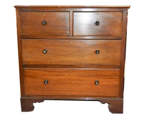 Walnut chest of drawers, 20th Century, Georgian style, rectangular top with a moulded edge fitted with two short and two long