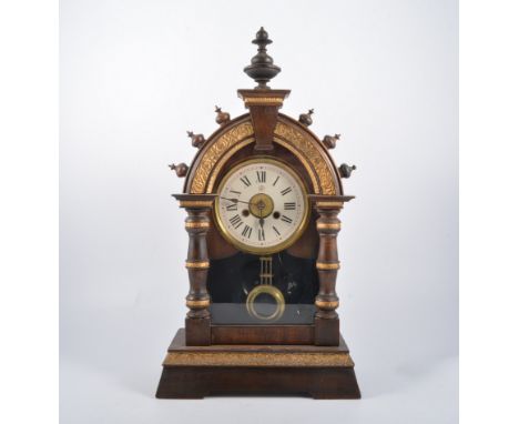 Stained wood shelf clock, Junghans, 48cm.