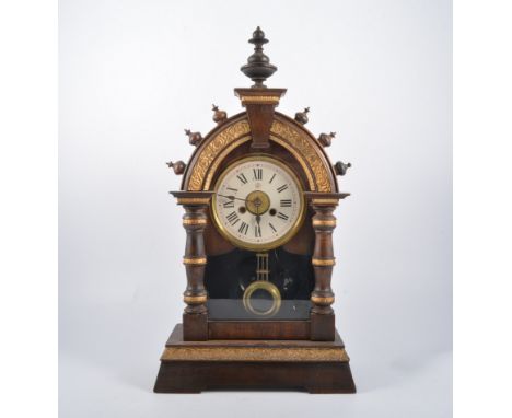 Stained wood shelf clock, Junghans, 48cm.