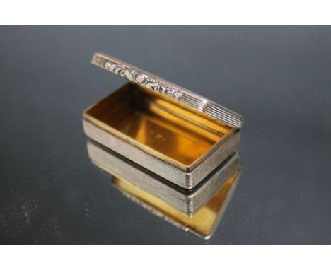 A HALLMARKED SILVER SNUFF BOX - BIRMINGHAM 1838,  makers mark ES probably that of Edward Smith, vacant cartouche and scrolled